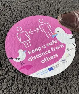 Floor sticker for outdoor use
