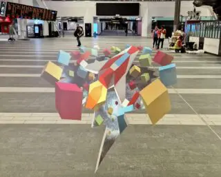 large custom floor sticker design in rail station