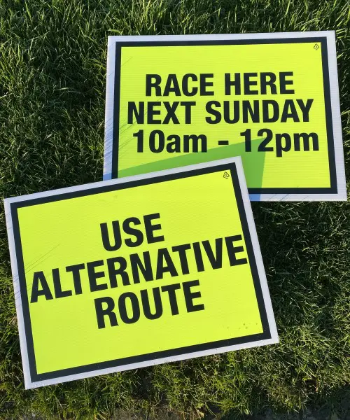 Custom printed fluorescent event signage
