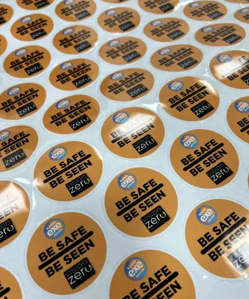 Reflective be safe be seen stickers custom made