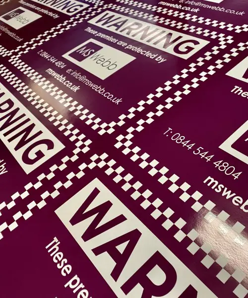 Reflective security signs and warning boards
