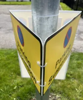 no parking wrap around sign