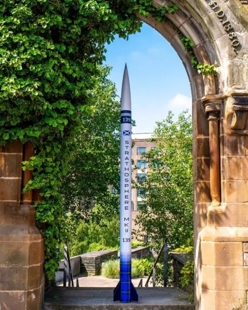 Strathosphere MK II rocket with branding stickers