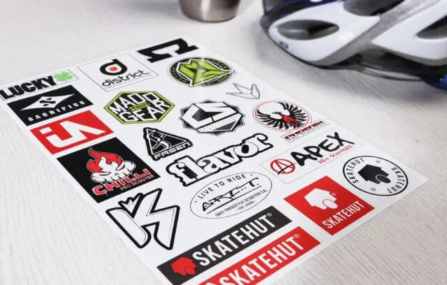 Kiss cut sticker sheets featuring multiple individually shape cut stickers for use as a giveaway promotion
