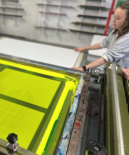 Screenprinting day glo signs