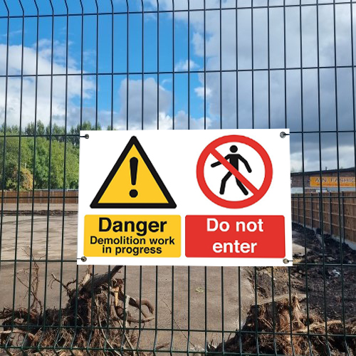 Danger demolition sign