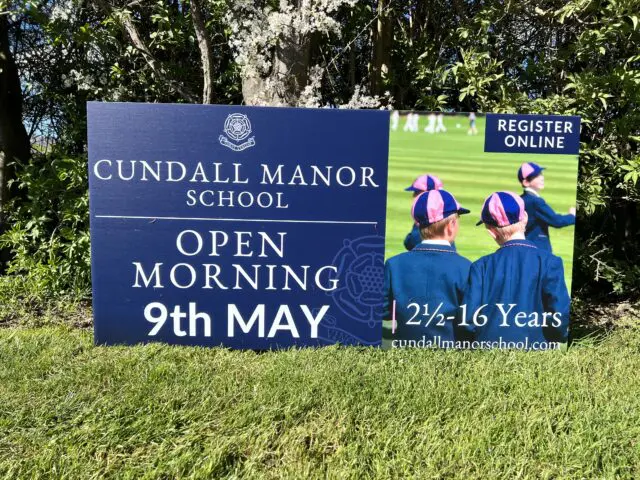 Independent school open days sign - open morning sign custom printed