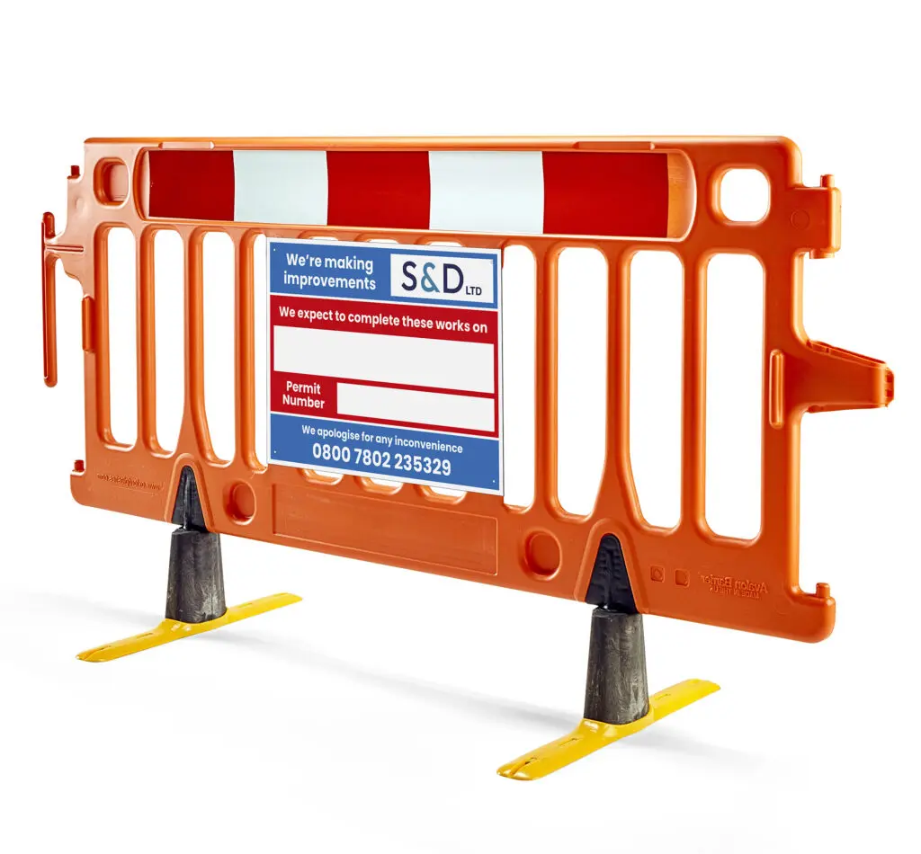 oxford plastics barrier with permit sign