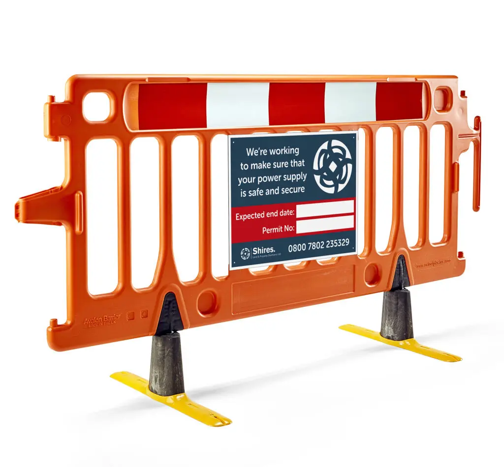 Buy barrier signs like this courtesy permit board at standard size ready to display on the traffic barriers for safety