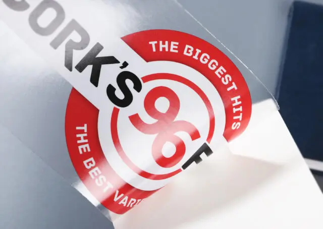 Transparent sticker printed with a custom shaped backing white