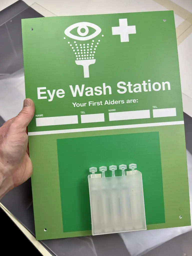 Eye wash station sign for health and safety in the workplace