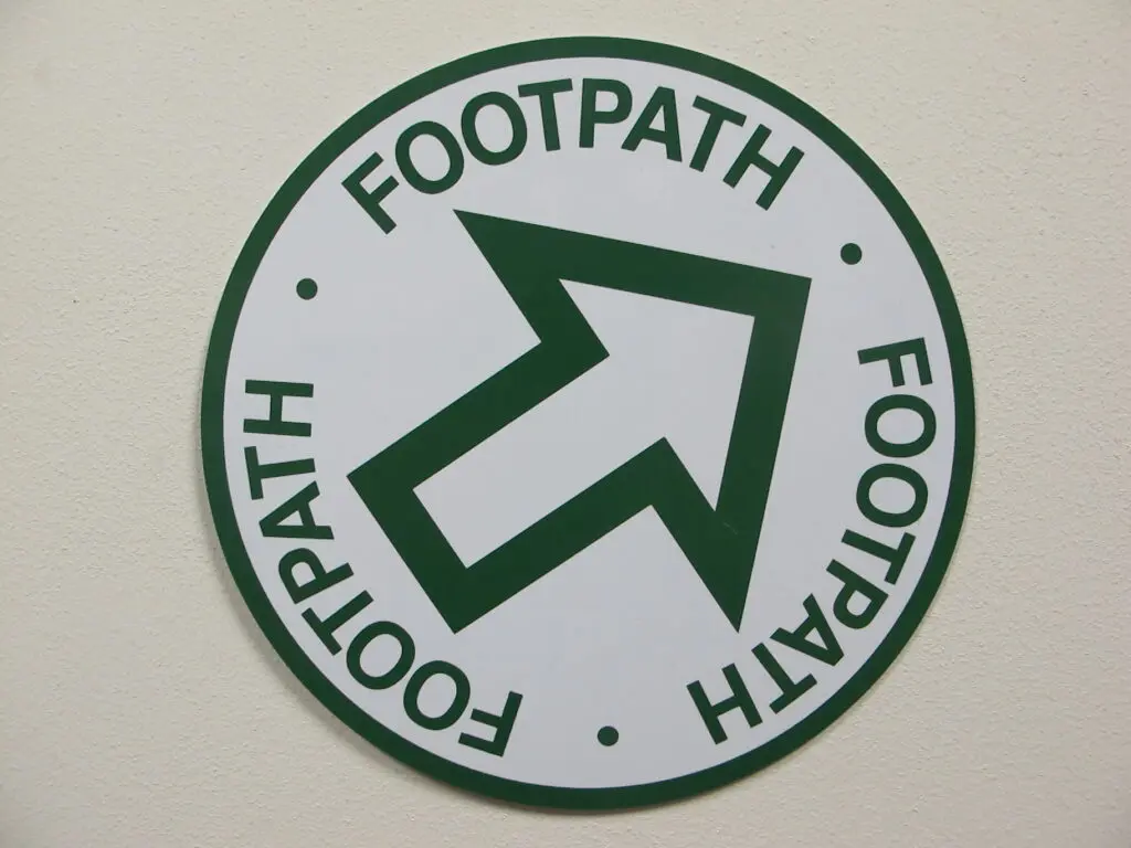 Public footpath way marker signs
