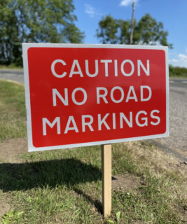 caution no road marking signs