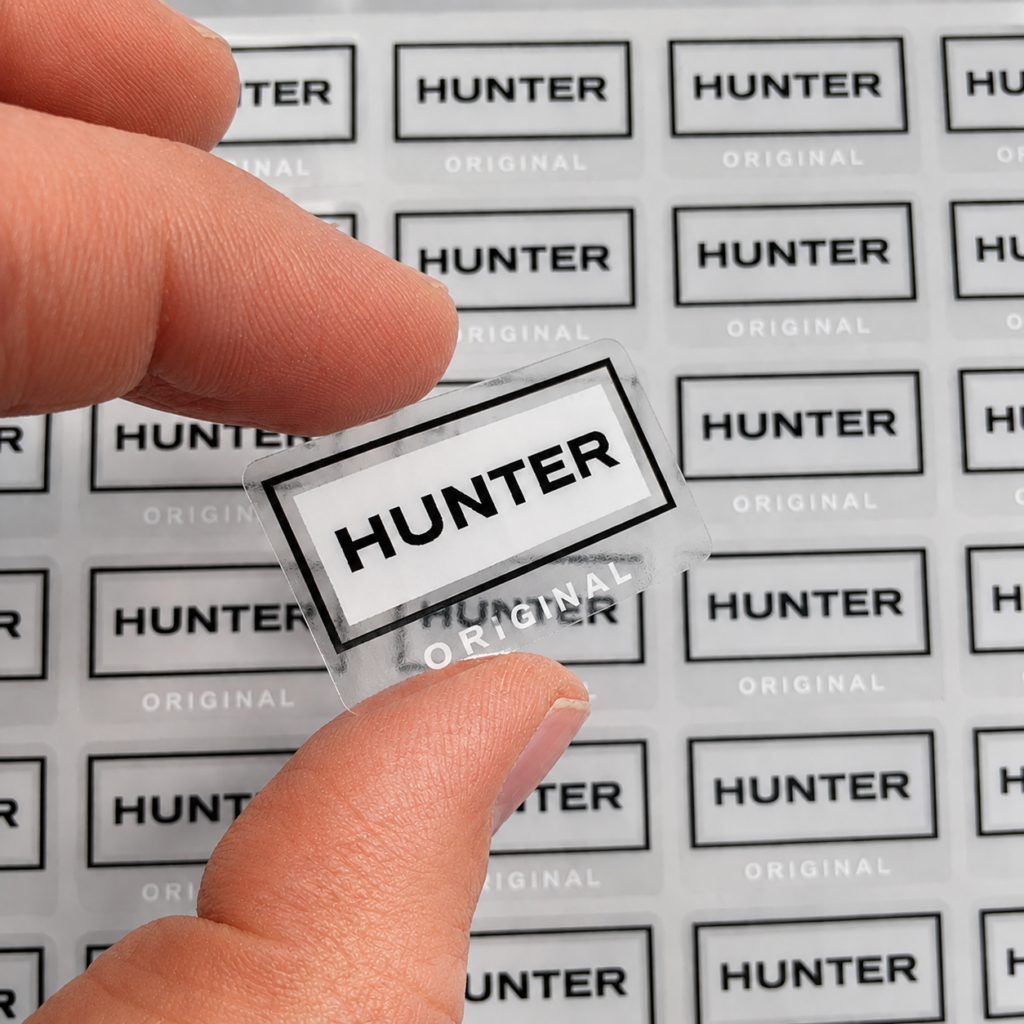 white ink printed clear labels