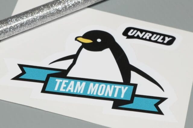 team Monty penguin vinyl sticker