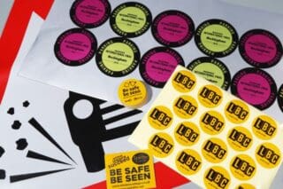 selection of custom reflective stickers