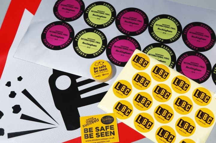 selection of custom reflective stickers
