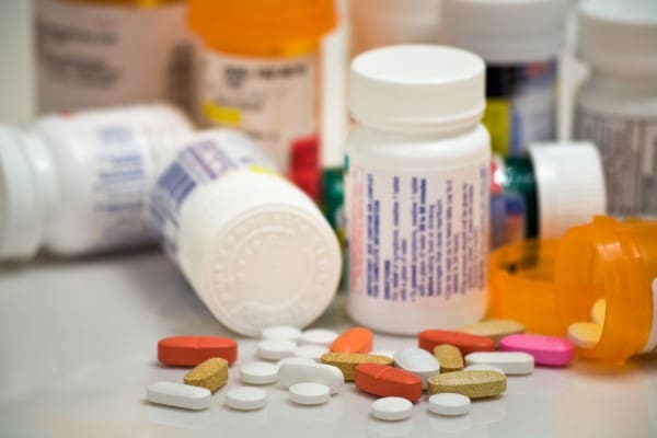 Pharmaceutical labels on tablet bottles