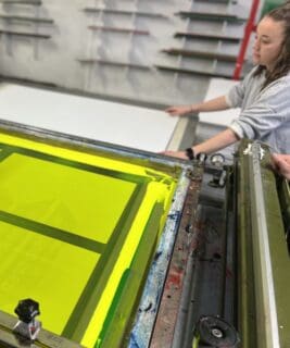 Screenprinting process in action