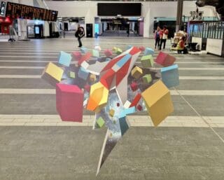 large custom floor sticker design in rail station