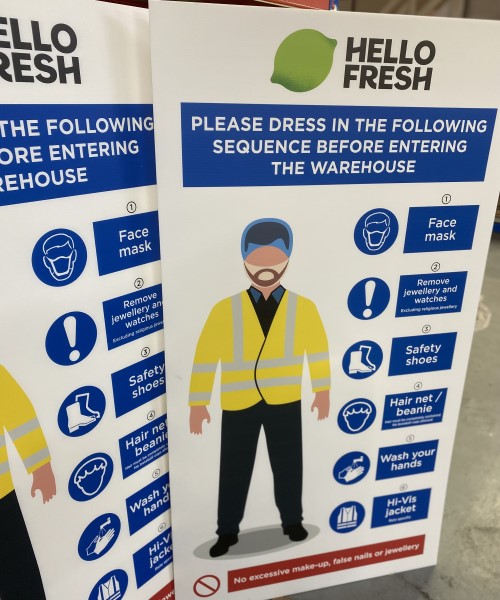 Custom printed health and safety foamex signage