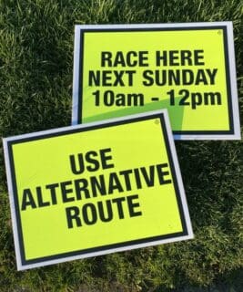 Custom printed fluorescent event signage