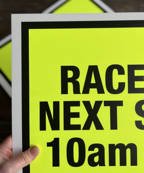 Day Glo Race Start Time Signs