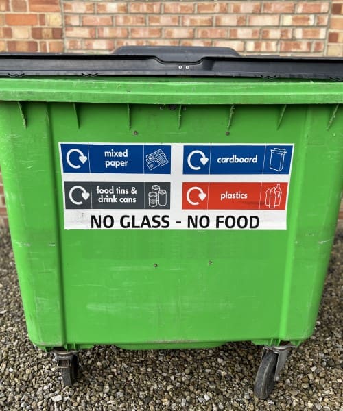 Industrial large wheelie bin stickers