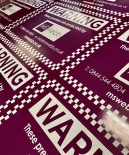 Reflective security signs and warning boards