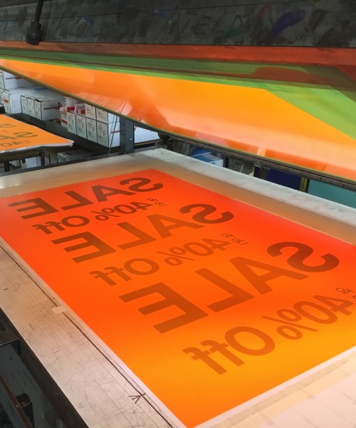 Day glo fluorescent printing in process