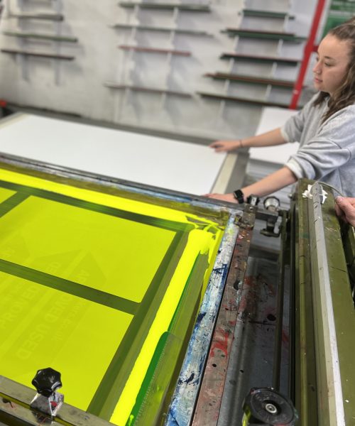 Screenprinting day glo signs