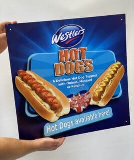 hot dog logo sign board