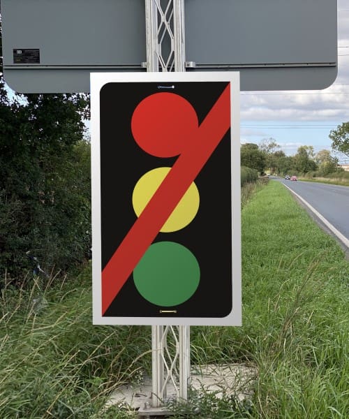 Temporary traffic lights out signs