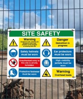 Heras fencing demolition site sign boards
