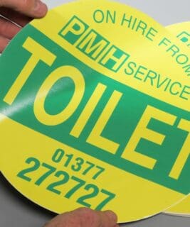 Toilet hire stickers