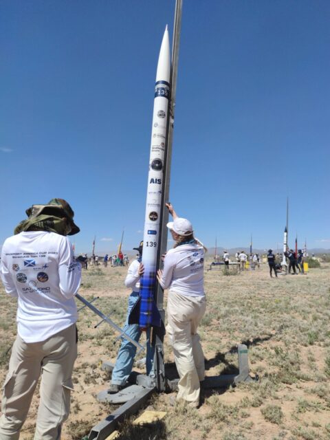 team assembling Strathosphere MK II rocket