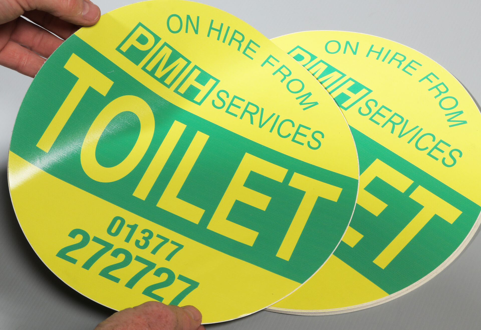 toilet plant hire stickers
