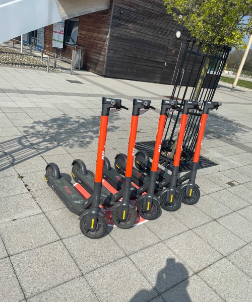 parked electric scooters