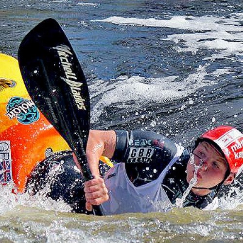 Waterproof stickers on kayak paddles