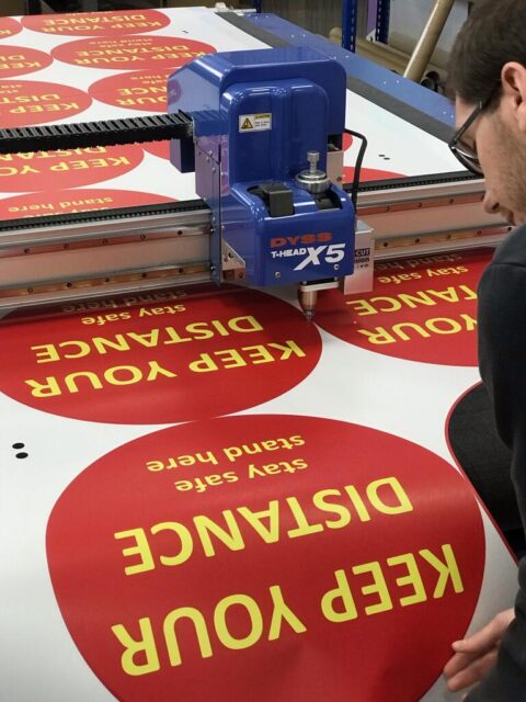 printing of social distancing stickers