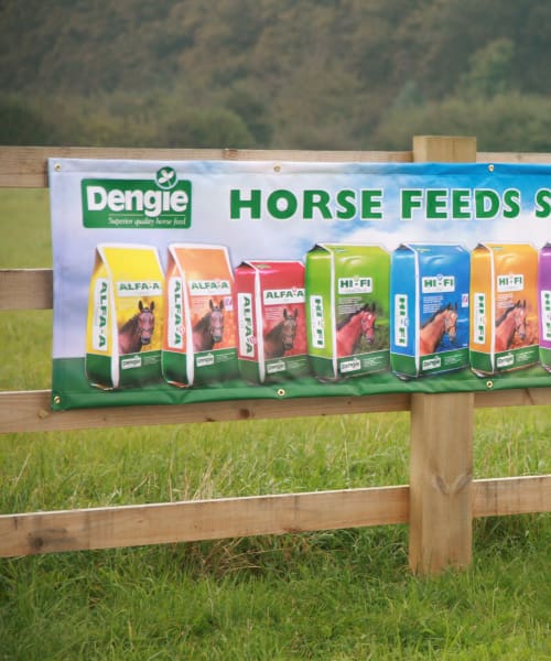 horse feeds recyclable banners custom printed