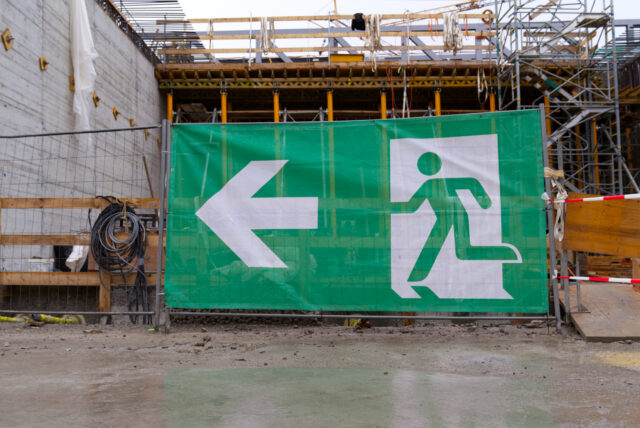 heras mesh banner installed on a heras fence panel