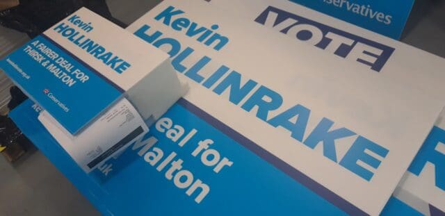 Election boards and signs for Kevin Hollinrake