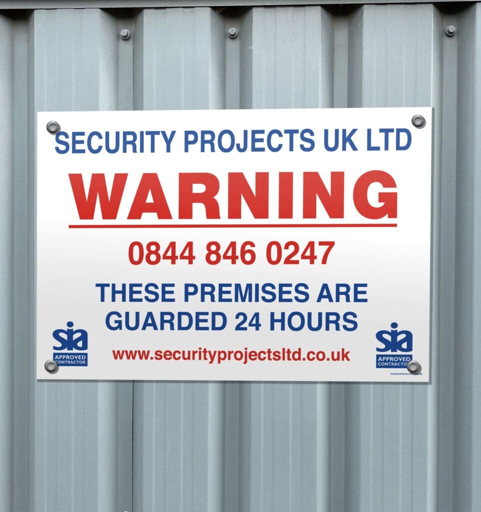 warning board on metal container
