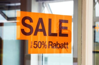 50% sale window sticker