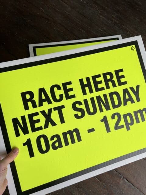 Correx® sign screenprinted
