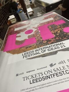 Hybrid printing with digital full colour print and day glo pink print