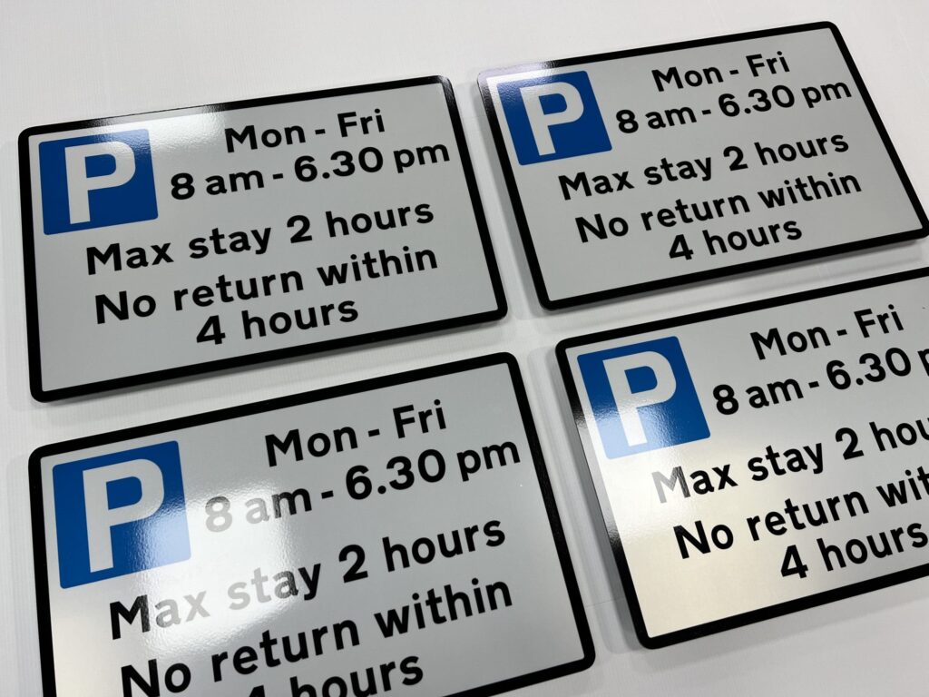Parking sign custom printed