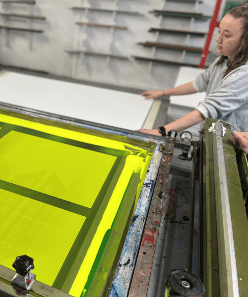Screenprinting day glo signs