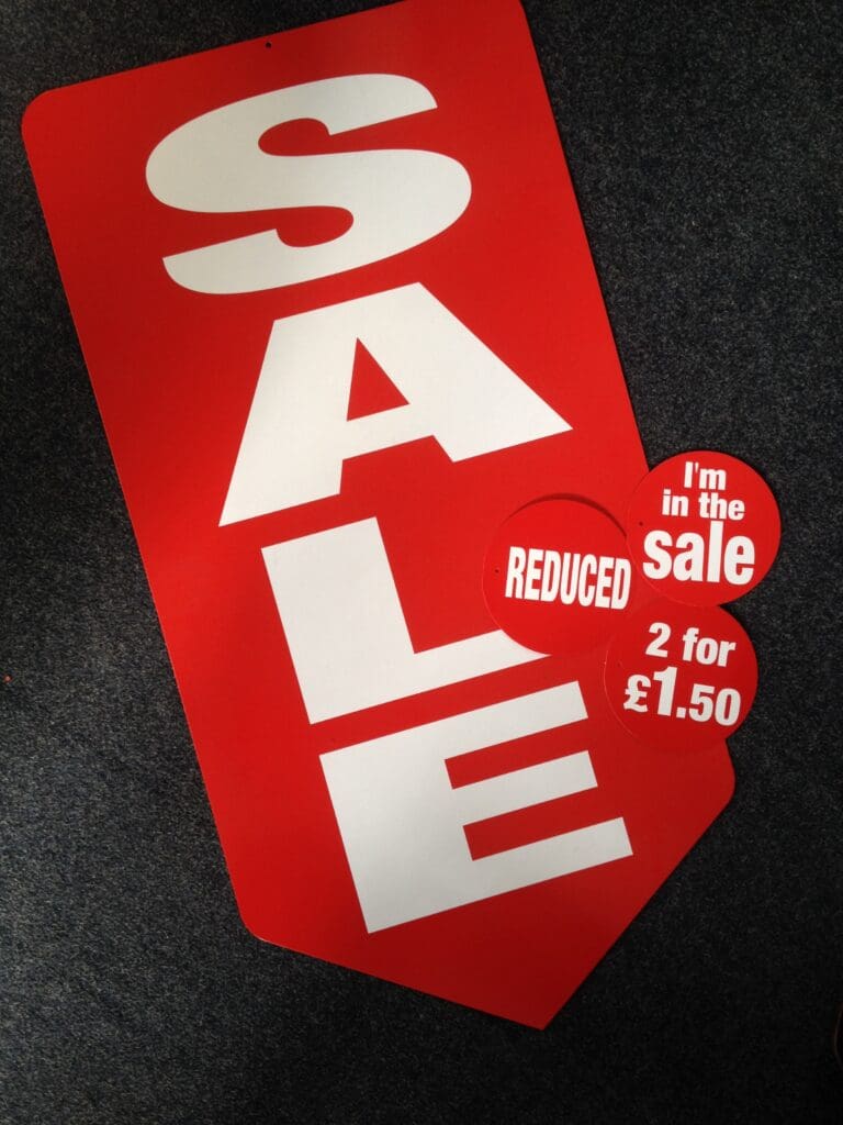 handing sale banner for shop